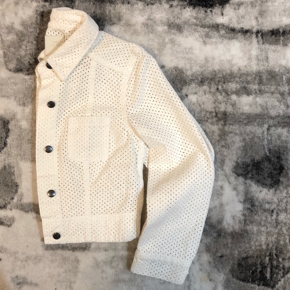 NWOT Joe’s Jeans Denim Cardi Ivory Eyelet Jacket